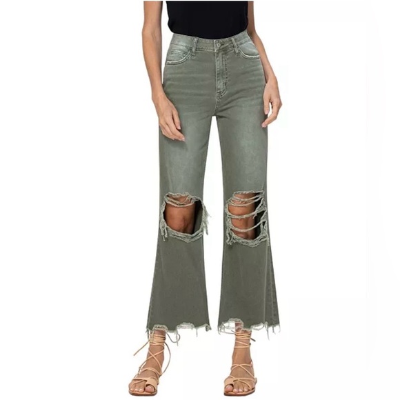 VERVET Super High Rise 90's Cropped Flare Jeans - Size 25 (Fits like a 28") - Picture 3 of 13